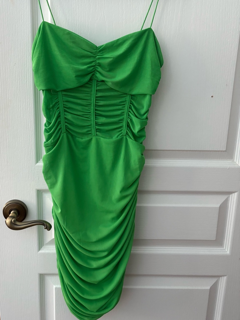 superdown Vibrant Green Ruched Mini Dress